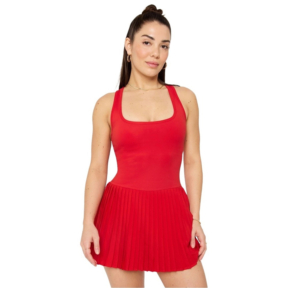 Fabletics Hot Shot Pleated Tennis Mini Dress Racerback Active Athleisure Shorts